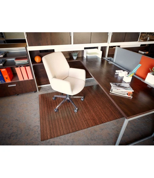 48" x 72" Walnut Standard Bamboo Chair Mat no lip