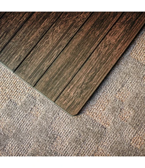 55" x 57" Java Standard Bamboo Chair Mat with lip