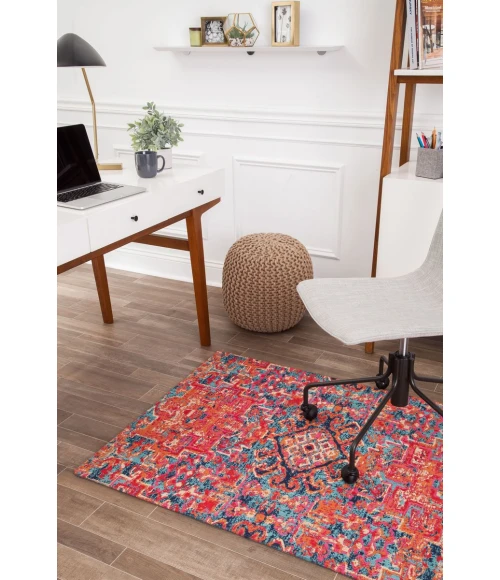 36" x 48" Merida Red & Blue 1/2" Rug'd Chair Mat 