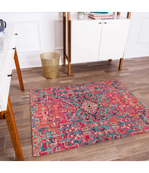 Anji Mountain 40" x 54" Merida Red & Blue 1/2" Rug'd Chair Mat ®
