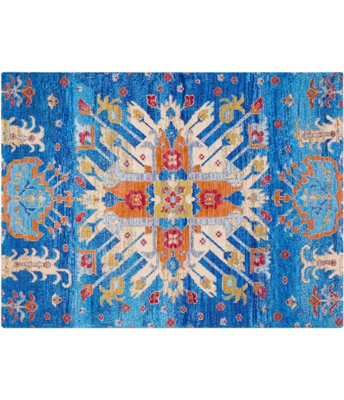 36" x 48" Las Cruces Blue & Orange 1/2" Rug'd Chair Mat 