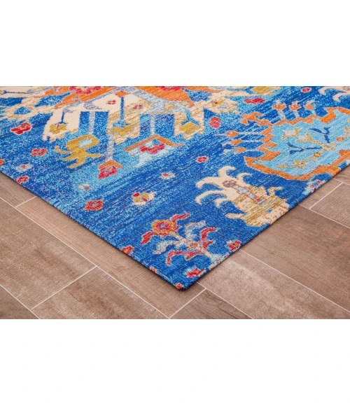36" x 48" Las Cruces Blue & Orange 1/2" Rug'd Chair Mat 