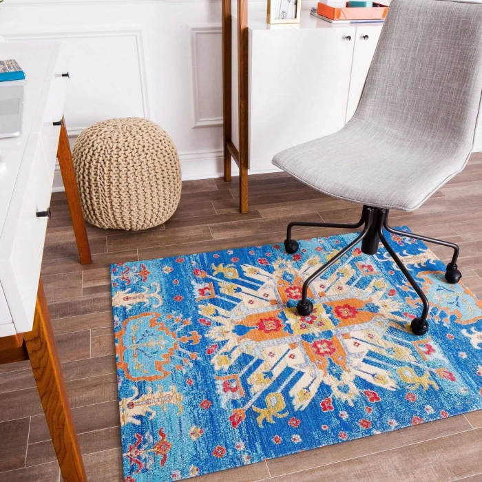 Anji Mountain 36" x 48" Las Cruces Blue & Orange 1/4" Rug'd Chair Mat ®