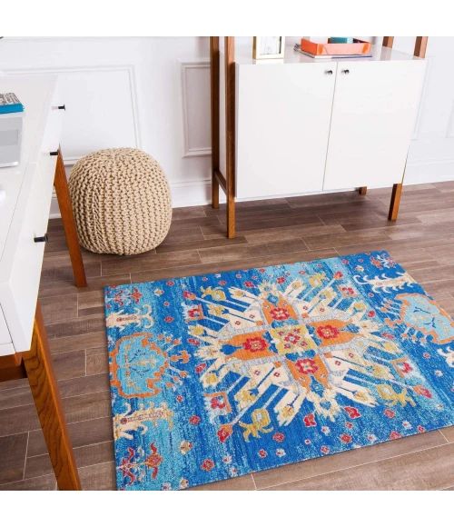 Anji Mountain 40" x 54" Las Cruces Blue & Orange 1/4" Rug'd Chair Mat ®