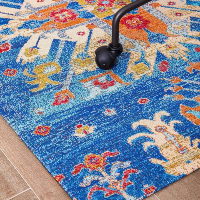 Anji Mountain 36" x 48" Las Cruces Blue & Orange 1/4" Rug'd Chair Mat ®