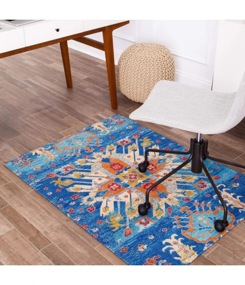 Anji Mountain 40" x 54" Las Cruces Blue & Orange 1/4" Rug'd Chair Mat ®