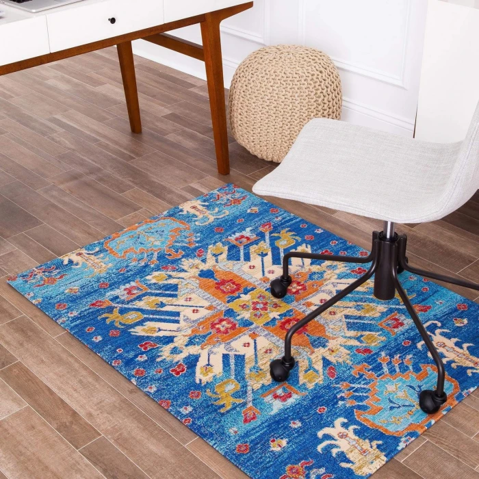 Anji Mountain 36" x 48" Las Cruces Blue & Orange 1/4" Rug'd Chair Mat ®
