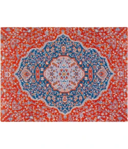 Anji Mountain 36 in. X 48 in. Meknes Red & Blue 1/2 in. Rug ft. d Chair Mat 