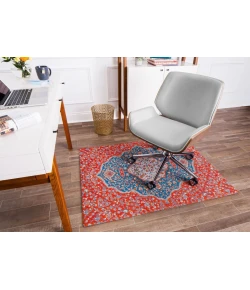 Anji Mountain 36 in. X 48 in. Meknes Red & Blue 1/2 in. Rug ft. d Chair Mat 