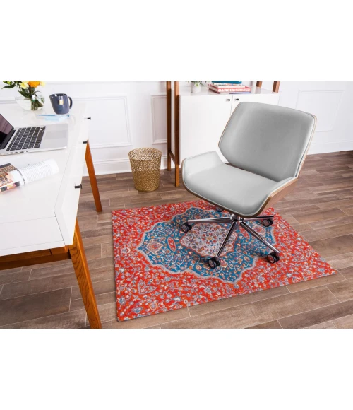 36" x 48" Meknes Red & Blue 1/2" Rug'd Chair Mat 