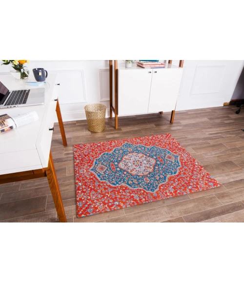 36" x 48" Meknes Red & Blue 1/2" Rug'd Chair Mat 