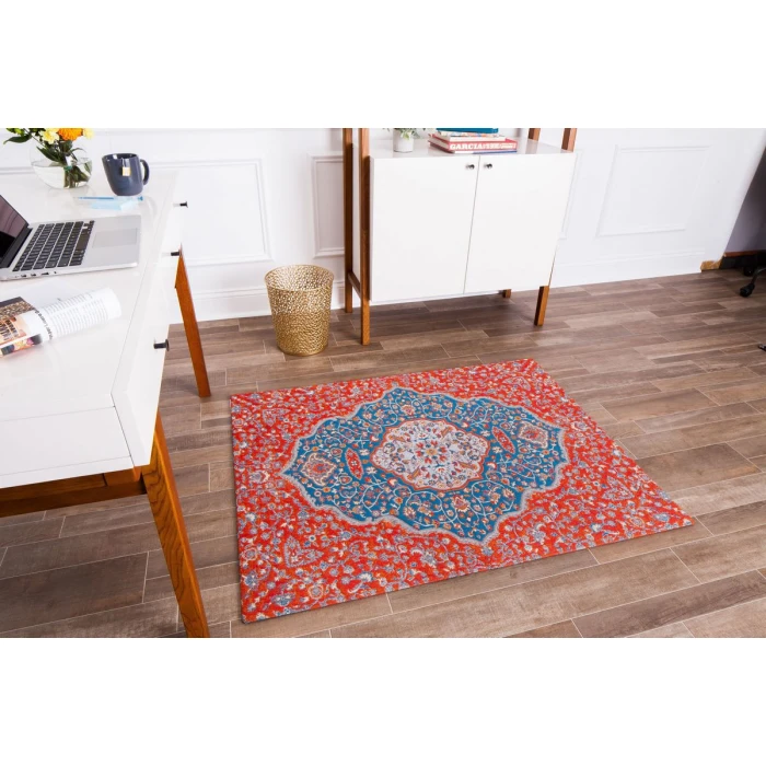 36" x 48" Meknes Red & Blue 1/2" Rug'd Chair Mat 