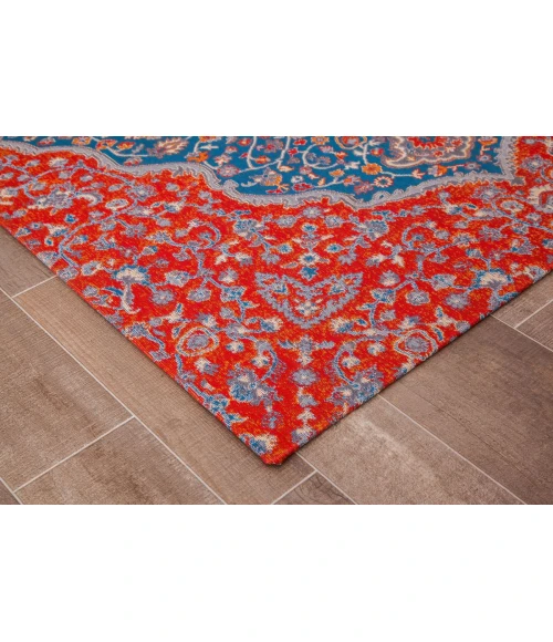 36" x 48" Meknes Red & Blue 1/2" Rug'd Chair Mat 