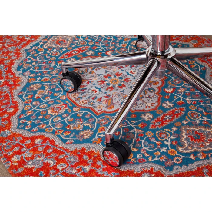 36" x 48" Meknes Red & Blue 1/2" Rug'd Chair Mat 
