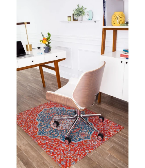 36" x 48" Meknes Red & Blue 1/2" Rug'd Chair Mat 