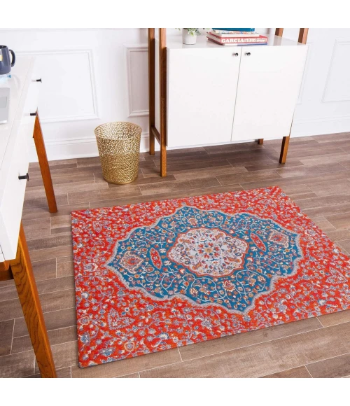 Anji Mountain 36" x 48" Meknes Red & Blue 1/4" Rug'd Chair Mat ®