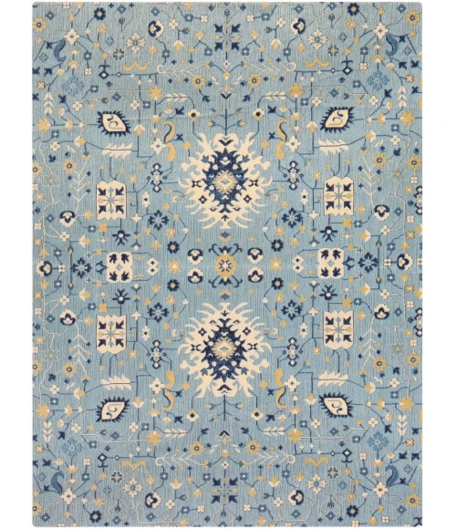 36" x 48" Tabriz Blue & Beige 1/2" Rug'd Chair Mat 