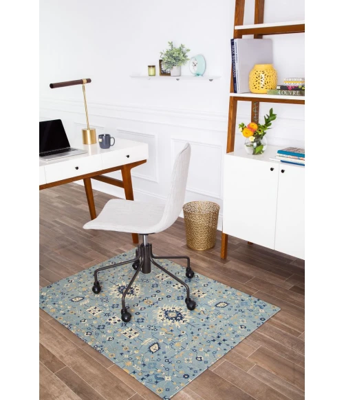 36" x 48" Tabriz Blue & Beige 1/2" Rug'd Chair Mat 