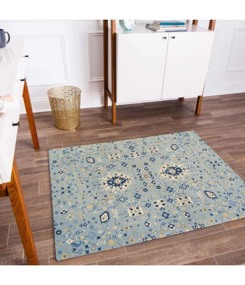 Anji Mountain 40" x 54" Tabriz Blue & Beige 1/2" Rug'd Chair Mat ®