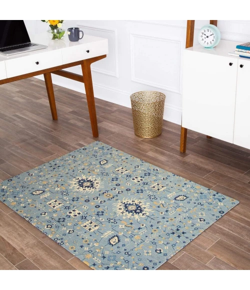 Anji Mountain 40" x 54" Tabriz Blue & Beige 1/2" Rug'd Chair Mat ®