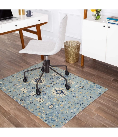 Anji Mountain 40" x 54" Tabriz Blue & Beige 1/2" Rug'd Chair Mat ®