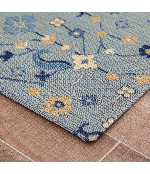 Anji Mountain 40" x 54" Tabriz Blue & Beige 1/2" Rug'd Chair Mat ®