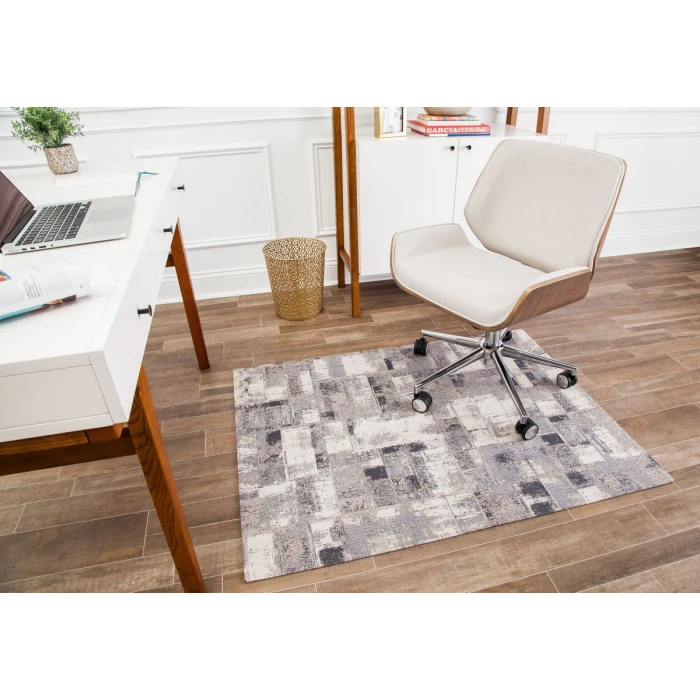 36" x 48" Aarhus Beige Brown & Gray 1/2" Rug'd Chair Mat 