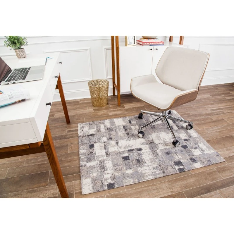 36" x 48" Aarhus Beige Brown & Gray 1/2" Rug'd Chair Mat 