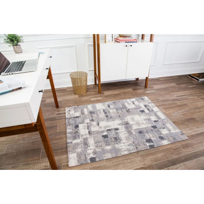 36" x 48" Aarhus Beige Brown & Gray 1/2" Rug'd Chair Mat 