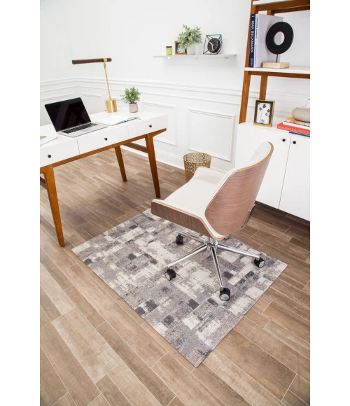 36" x 48" Aarhus Beige Brown & Gray 1/2" Rug'd Chair Mat 