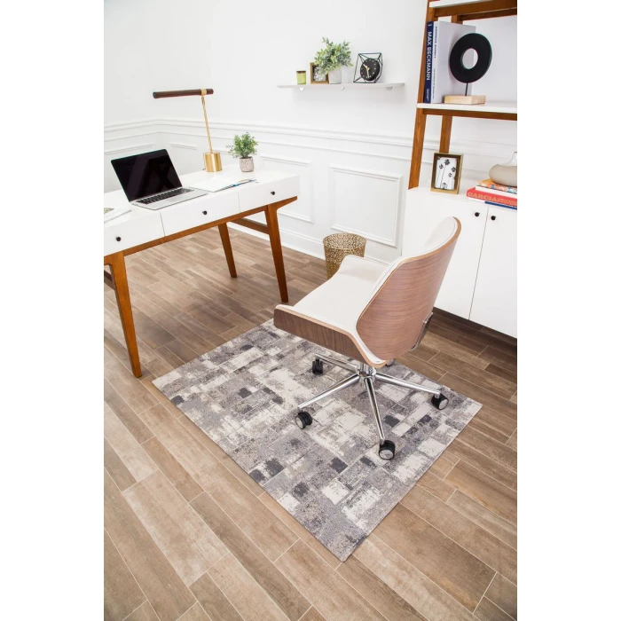 36" x 48" Aarhus Beige Brown & Gray 1/2" Rug'd Chair Mat 