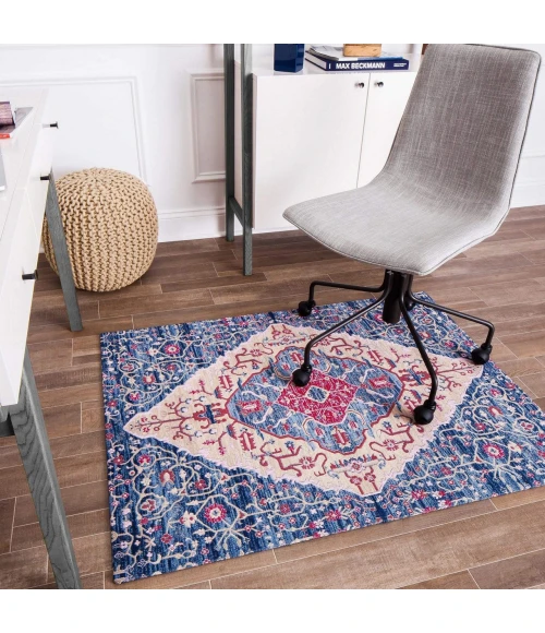 Anji Mountain 36" x 48" Porto Blue & Red 1/4" Rug'd Chair Mat ®
