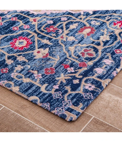 Anji Mountain 36" x 48" Porto Blue & Red 1/4" Rug'd Chair Mat ®