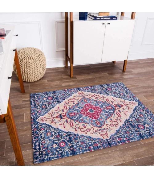 Anji Mountain 36" x 48" Porto Blue & Red 1/4" Rug'd Chair Mat ®