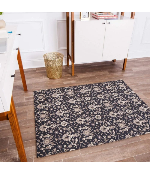Anji Mountain 36" x 48" Alhambra Black & Gray 1/4" Rug'd Chair Mat ®