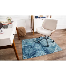 Anji Mountain 36 in. X 48 in. Maldives Blue & Ivory 1/2 in. Rug ft. d Chair Mat 