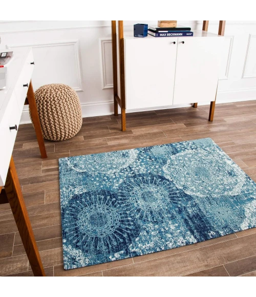 Anji Mountain 40" x 54" Maldives Blue & Ivory 1/4" Rug'd Chair Mat ®