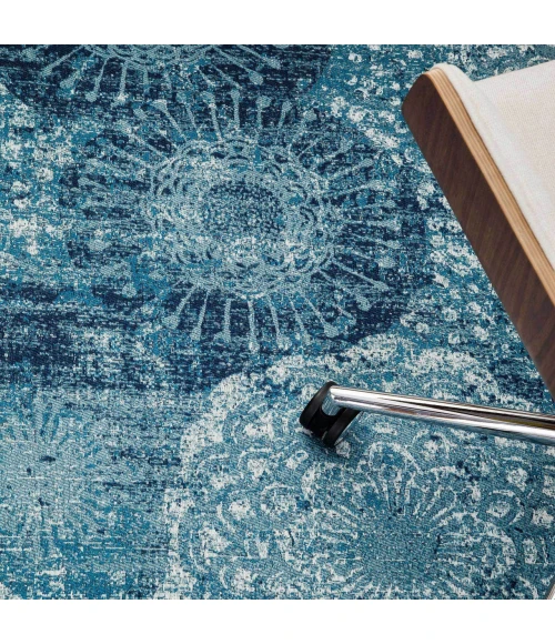 Anji Mountain 40" x 54" Maldives Blue & Ivory 1/4" Rug'd Chair Mat ®