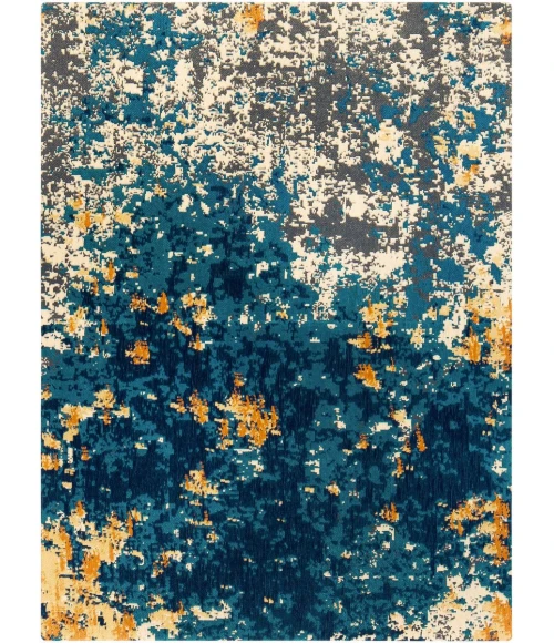 36" x 48" Bilbao Blue & Orange 1/2" Rug'd Chair Mat 