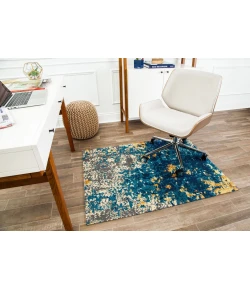 Anji Mountain 36 in. X 48 in. Bilbao Blue & Orange 1/2 in. Rug ft. d Chair Mat 