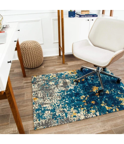 Anji Mountain 40" x 54" Bilbao Blue & Orange 1/2" Rug'd Chair Mat ®