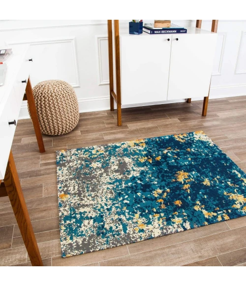 Anji Mountain 40" x 54" Bilbao Blue & Orange 1/2" Rug'd Chair Mat ®