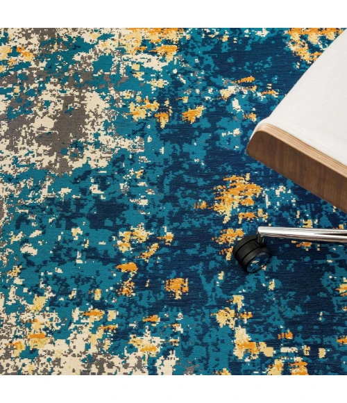 Anji Mountain 40" x 54" Bilbao Blue & Orange 1/2" Rug'd Chair Mat ®