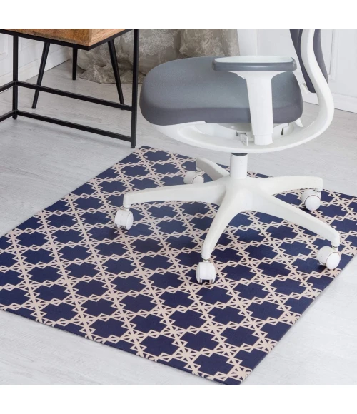 Anji Mountain 36" x 48" Aberdeen Navy Blue & Tan 1/4" Rug'd Chair Mat ®