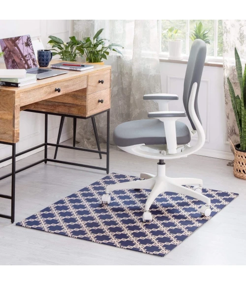 Anji Mountain 36" x 48" Aberdeen Navy Blue & Tan 1/4" Rug'd Chair Mat ®