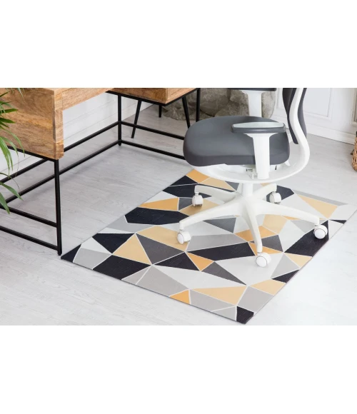 36" x 48" Figueres Yellow & Gray 1/2" Rug'd Chair Mat 