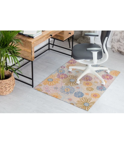 36" x 48" Keukenhof Cream & Multi 1/2" Rug'd Chair Mat 