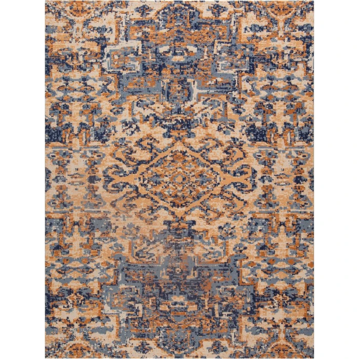 36" x 48" Onondaga Blue & Orange 1/2" Rug'd Chair Mat 