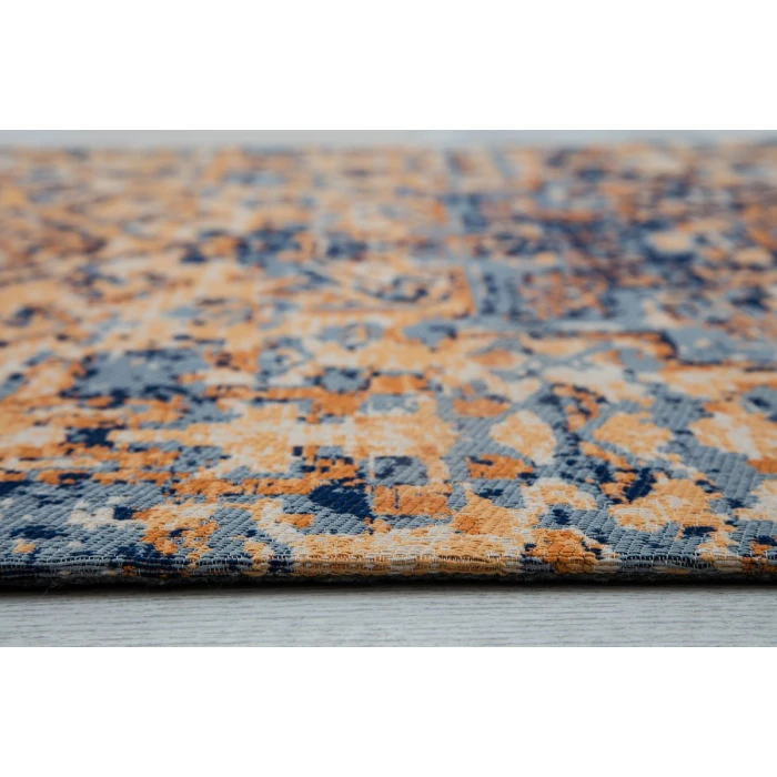36" x 48" Onondaga Blue & Orange 1/2" Rug'd Chair Mat 