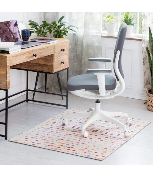 Anji Mountain 36" x 48" Del Marcos Ivory & Multi 1/4" Rug'd Chair Mat ®